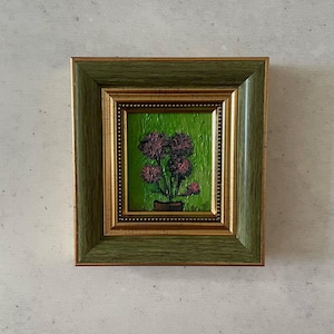 Miniature Floral Oil Painting: Bouquet with Asters, Framed Still Life