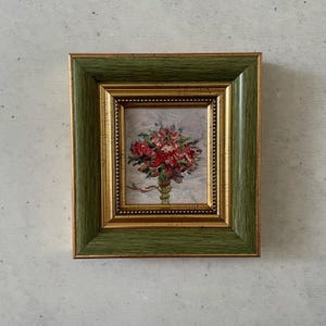 Miniatura de pintura al óleo, Pintura al óleo original, Pintura al óleo de bodegón, Pintura al óleo original pequeña, Pintura al óleo impresionista