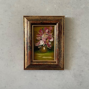 Mini pintura de flores, Pintura al óleo impresionista, Pintura al óleo en miniatura, Pintura al óleo original, Pintura al óleo original pequeña