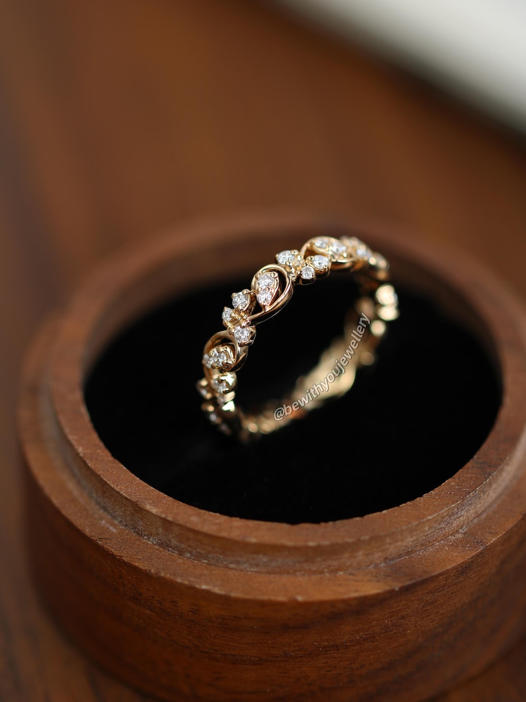Twinning Rings Tree Leaf Branch Twist Ring Full Eternity Engagement Band,round ...