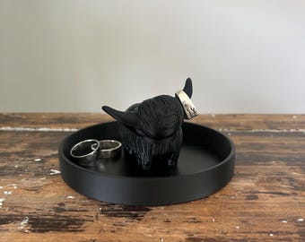 Hooglandkoe ringhouder – boerderij boho sieraden display