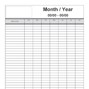 Employee 1 Week Schedule - Fillable PDF