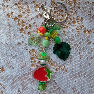Strawberry keychain, cute charm accessory for your keys or bags