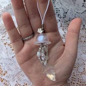 Handmade transparent jellyfish keychain/phone strap