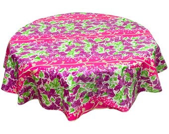 47" Round  Santorini Flora Oilcloth Tablecloth