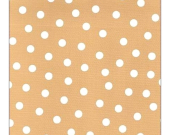 53.5" x 83" Dot White on Tan Oilcloth Tablecloth