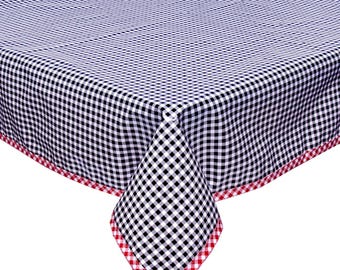 60" x 66" Gingham Black Oilcloth Tablecloth