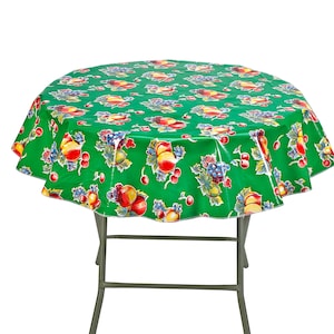 Round Retro Green Oilcloth Tablecloth