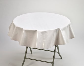 47" Round Solid White Oilcloth Tablecloth