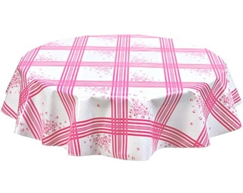 Round Corn Flower Pink Oilcloth Tablecloth