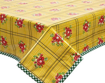 Bouquet Tan Oilcloth Tablecloth
