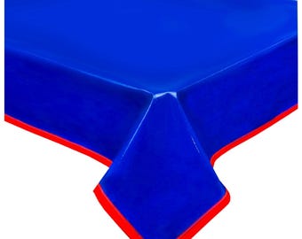 60" x 70" Solid Blue Oilcloth Tablecloth