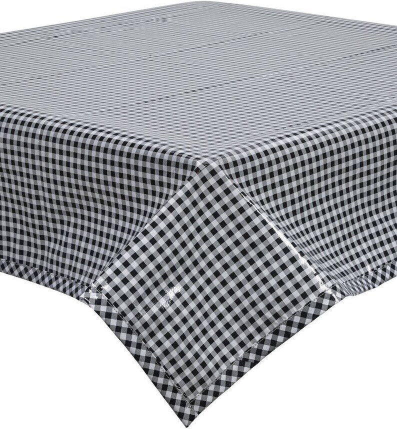 Square Oilcloth Tablecloth Black Gingham With Black Gingham Etsy