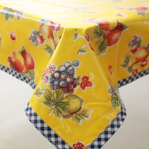 Freckled Sage Retro Yellow Oilcloth Tablecloth 48 x72