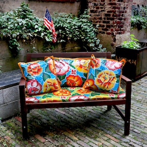 1 Indoor Outdoor Custom Bench Cushion with Ties