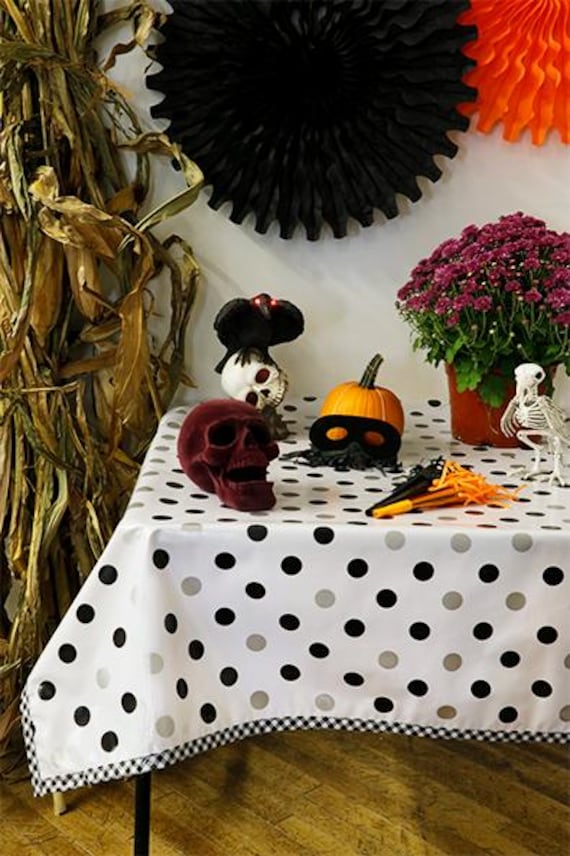 Big Dot Oilcloth Tablecloth in Black & Silver you pick the size