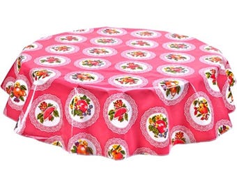 47" Round Doily Pink Oilcloth Tablecloth