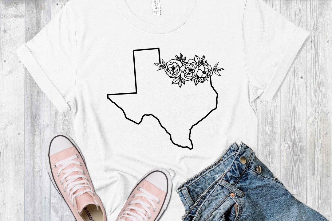 Texas SVG PNG DXF State Floral Instant Download Silhouette Cricut Cut ...