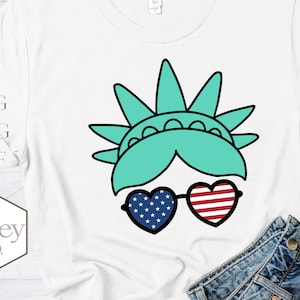 Estátua da Liberdade SVG PNG DXF Quatro de Julho Dia da Independência Óculos de Verão Engraçado Download Instantâneo Silhueta Cricut Arquivo de Corte Arquivo Vetorial