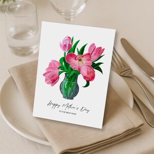 Tarjeta del Día de la Madre, bonita, imprimible, postal pintada a mano, flores/floral, regalo para mamá, feliz, descarga instantánea