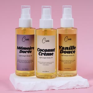 Luxury Body Oil Trio - 4 oz Collection (Vanilla, Coconut, Amber)