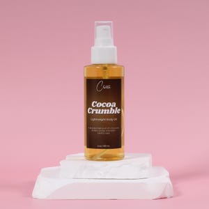 Cocoa Crumble Lightweight Body Oil | 4 oz Chocolate Cookie Skin Oil | Fast-Absorbing Moisturizer | Non-Greasy Hydration | Luxury Body Care