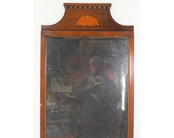 Vintage Inlaid Wood Wall Mirror 21-1/2x39