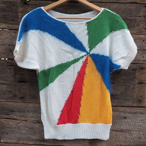 Vintage Womens Sweater Beach Ball Pattern 1980&#39;s 1990&#39;s