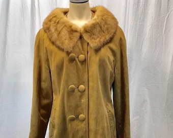 Vintage Lang&#39;s Leather & Fur Long Evening Coat