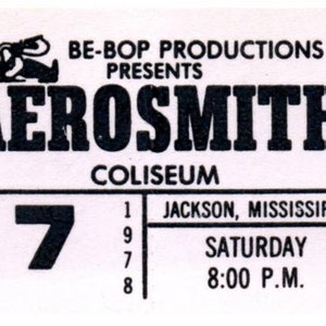 Vintage Aerosmith Ticket Stub January 7 1978 Jackson Mississippi Unused Untorn