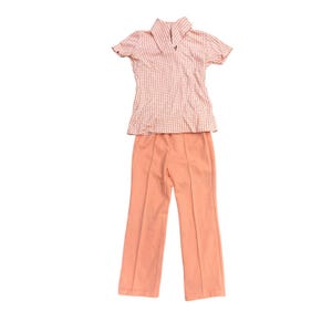 Polyester Pant and Shirt Set 1960&#39;s Womens Orange