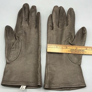 Vintage Brown Natural Leather Gloves made in Italy size 7
