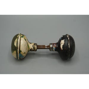 Antique Metal Door Knob Set Chippy Paint Architectural Salvage Rustic Decor