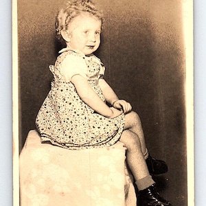 RPPC Real Photo Postcard Toddler Girl Sitting In Chair