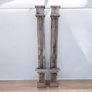Wood Building Columns Pair 1800&#39;s Architectural Salvage Antique