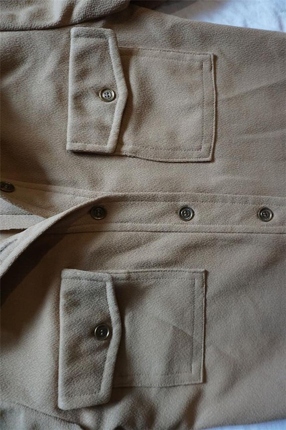 Tan Button Down Polyester 1960's 1970's Womens - image 4