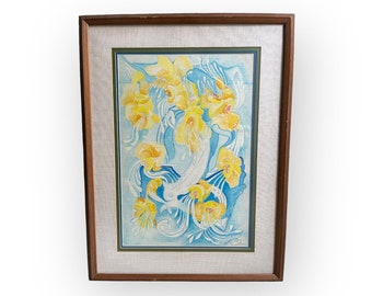 Gladys Sanger, 1918-2010 Watercolor Painting Yellow Floral