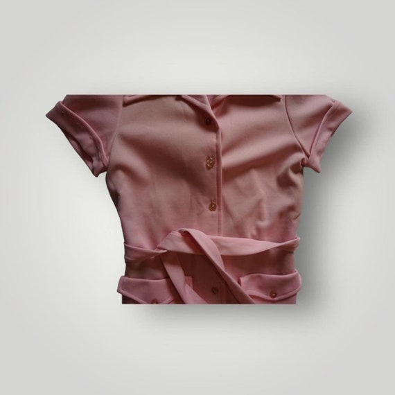 Pink Button Down Polyester 1960's 1970's Womens - image 3