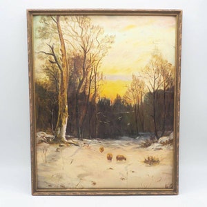 Original Acrylic Painting Forest Landscape Framed