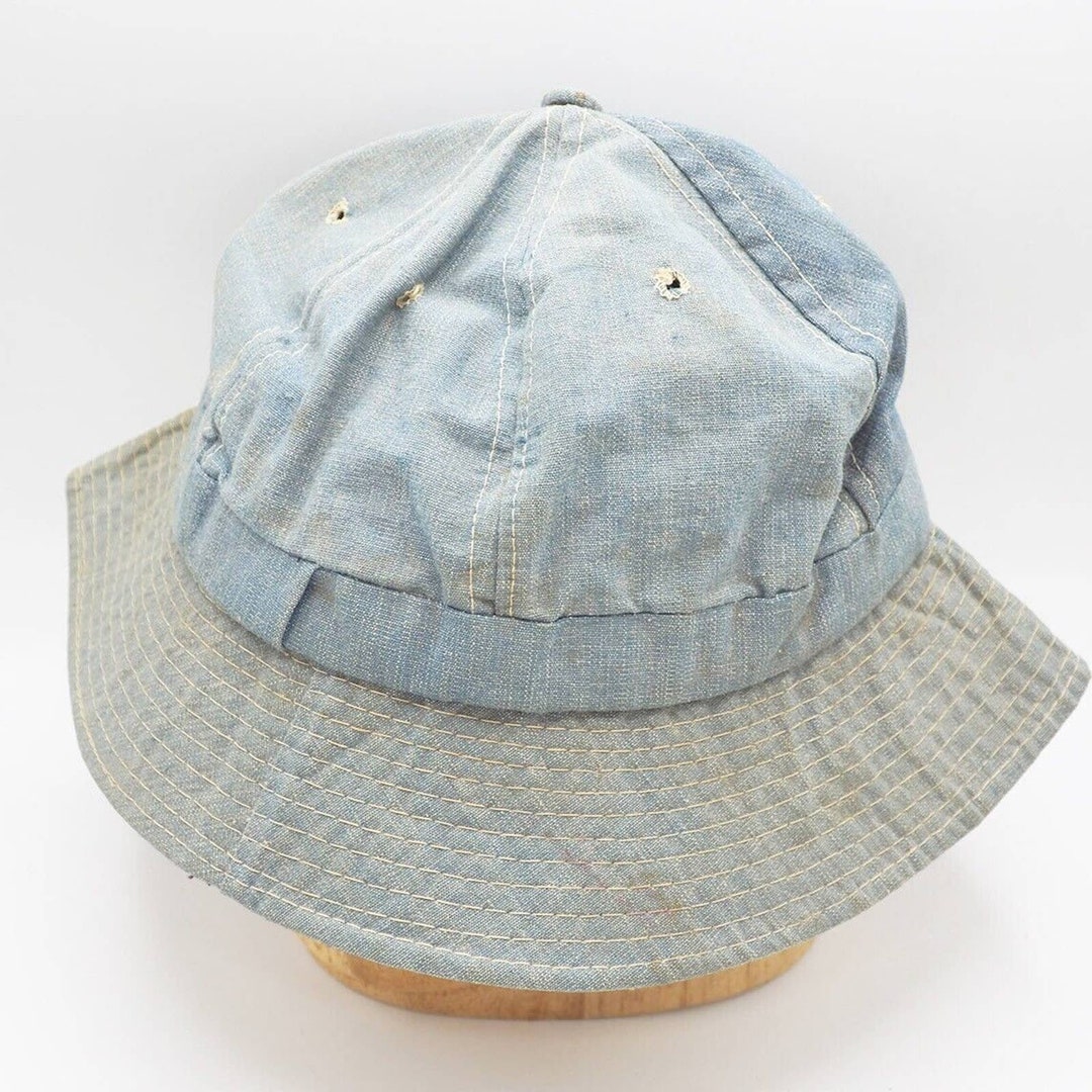 Vintage Denim Bucket Hat Sun Faded 1960's 1970's Etsy