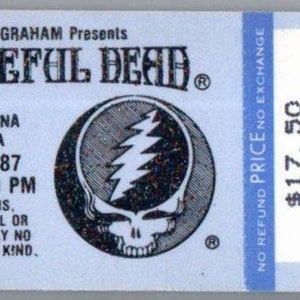 Grateful Dead Mail Away Untorn Ticket Stub December 30 1987 Oakland California