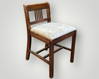 Vintage Sewing Chair Retro 1970s Colonial Brown Wood Frame