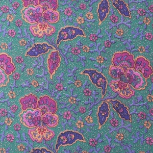 Vintage Sublistatic Green Floral Pattern Cotton Polyester Fabric 58&quot;x80&quot;