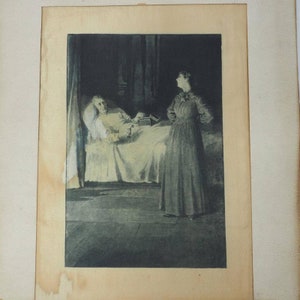 Antique Photo Etching On Silk Middlemarch Mary Garth Mr. Featherstone