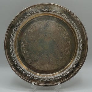 Wm Rogers #170 Silverplate 12 1/4&quot; Round Serving Tray with Filigree Rim