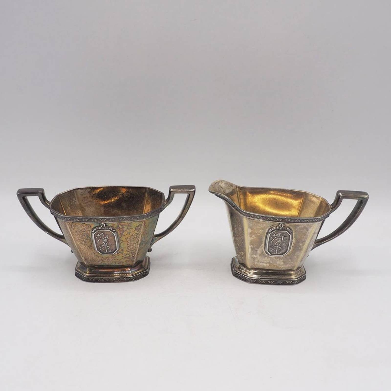 Homan Plate on Nickel Silver Sugar & Creamer Set W.M. Mounts