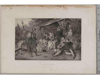 F. Lignon Engraving "The Nine Worthies" Shakespeare Lovers Labour Lost Art Print