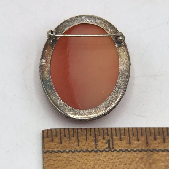 Vintage Sterling Silver .925 Cameo Faux Coral She… - image 2