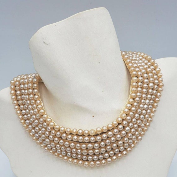 Faux Pearl Choker Necklace 1960's Costume Jewelry Made in