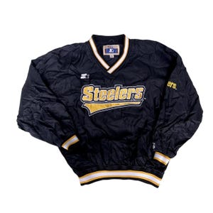 Pittsburgh Steelers Starter SEWN Pullover Jacket Men&#39;s Size L Windbreaker 1990&#39;s